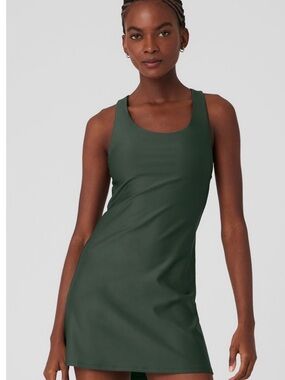 Alo Yoga Airlift Fly Dress Tennis Cutout Dark Cactus Sz L 12-14 W8192R